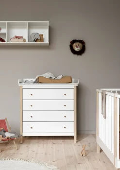 Wickelkommode 'Wood' 4 Schubladen weiß/Eiche