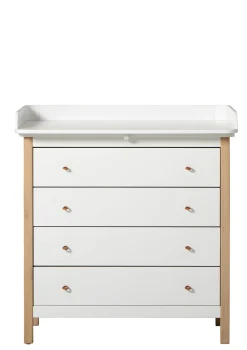 Wickelkommode 'Wood' 4 Schubladen weiß/Eiche