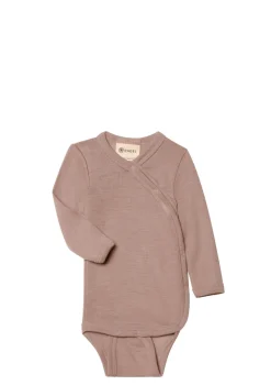 Wolle/Seide Wickelbody Langarm dustyrose