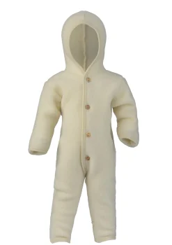 Wollfleece Overall mit Kapuze natur